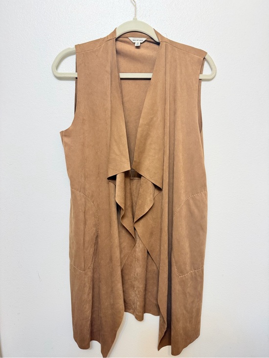 Max Studio Jackets & Blazers - Max Studio Tan Suede Draped Sleeveless Vest